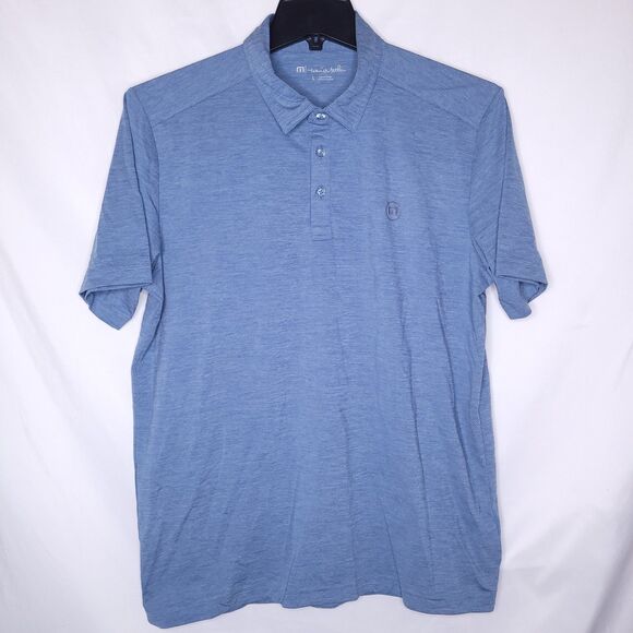 Travis Mathew Polo Shirt Mens Large Blue Heating Up Golf Performance - Picture 2 of 11